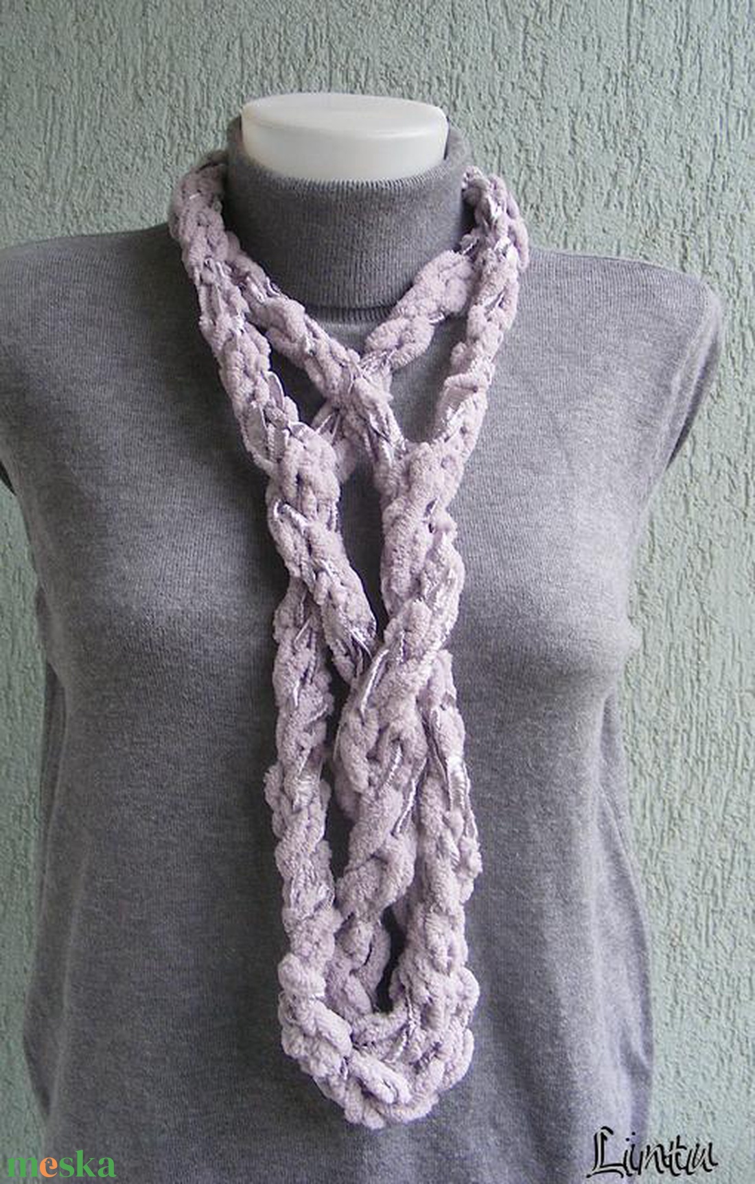 Téli horgolt nyaklánc halványlila színekben - ékszer - nyaklánc - nyakpánt, gallér - Meska.hu
