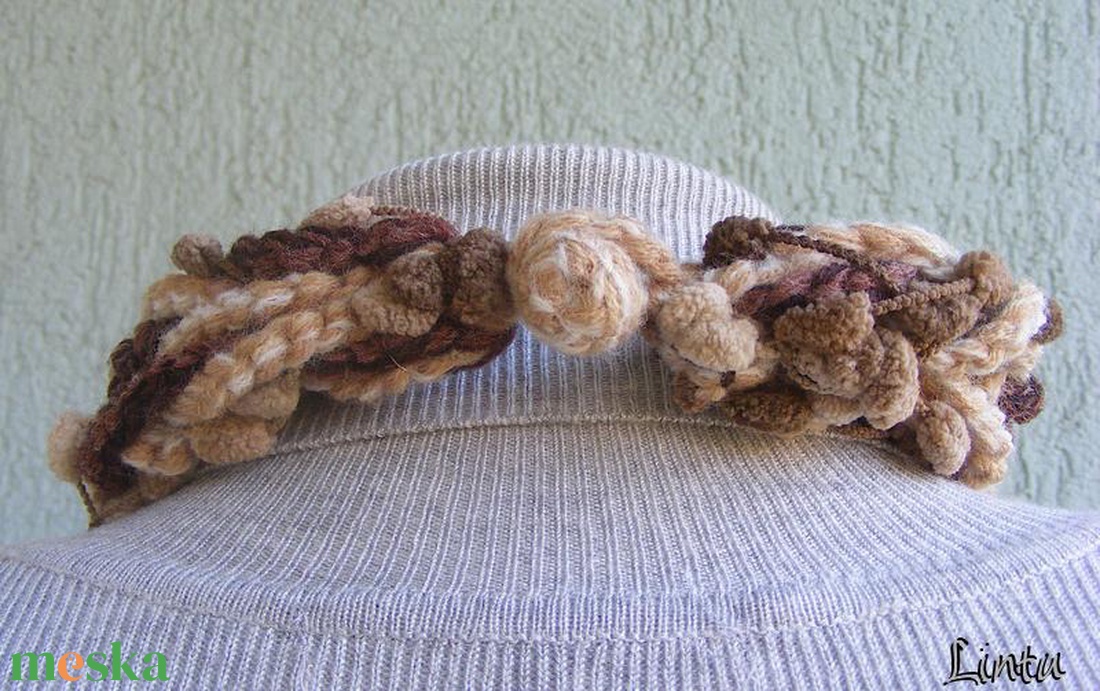 Téli horgolt nyaklánc barna színekben - ékszer - nyaklánc - nyakpánt, gallér - Meska.hu