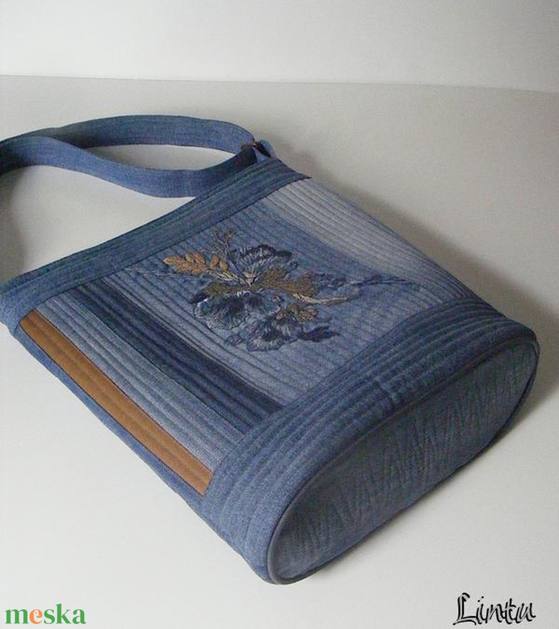 Virágok farmer  táska - táska & tok - kézitáska & válltáska - válltáska - Meska.hu