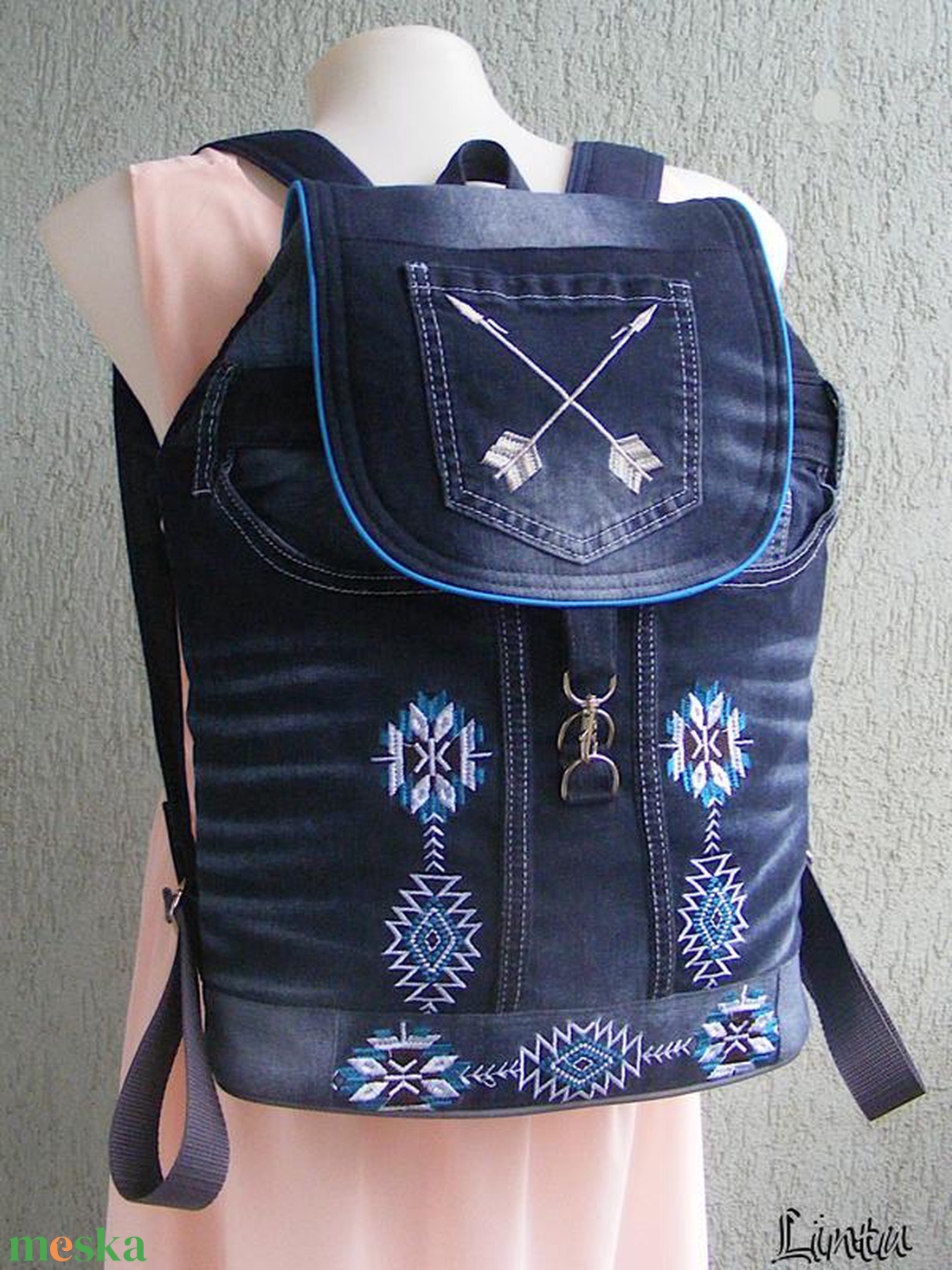 Farmer hátizsák hímzett motívumokkal - táska & tok - hátizsák - hátizsák - Meska.hu