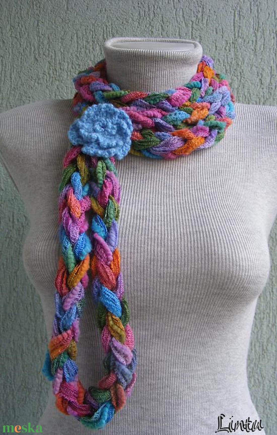 Téli horgolt nyaklánc szivárványos színekben - ruha & divat - sál, sapka, kendő - sál - Meska.hu