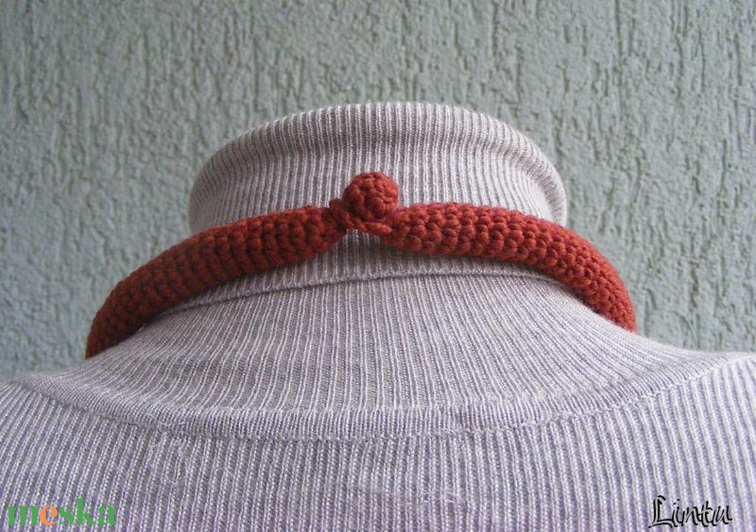 Horgolt nyaklánc terrakotta színekben - ékszer - nyaklánc - nyakpánt, gallér - Meska.hu