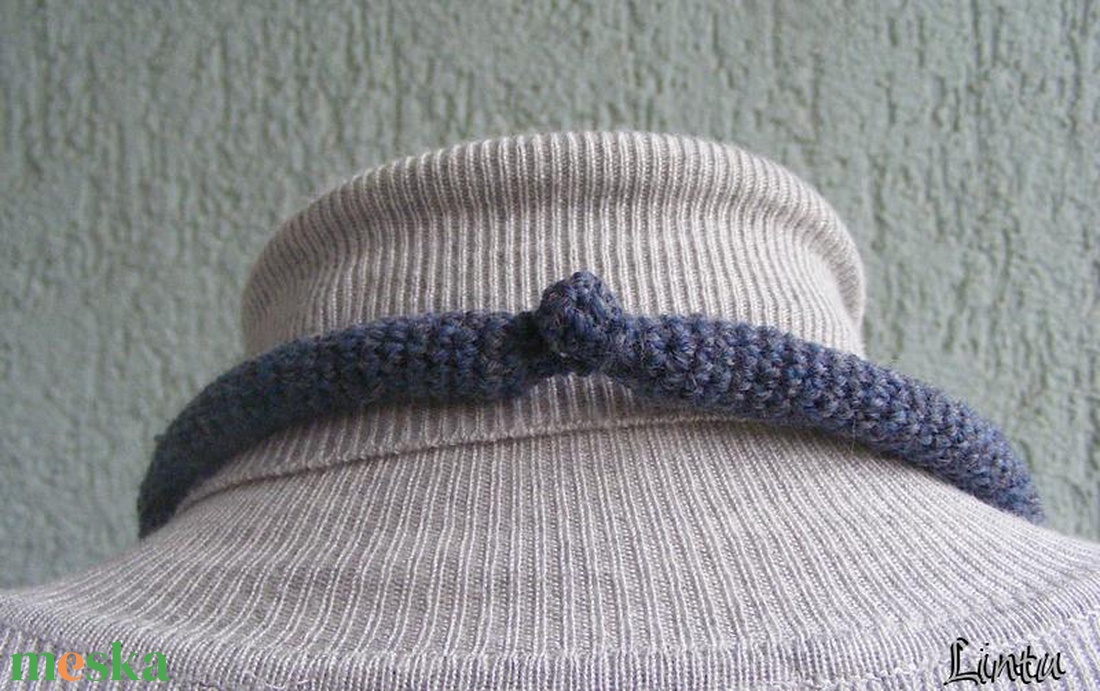 Horgolt nyaklánc tkék színben - ékszer - nyaklánc - nyakpánt, gallér - Meska.hu