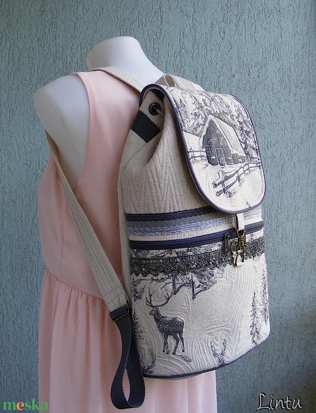 Téli erdő textil hátizsák  - táska & tok - hátizsák - hátizsák - Meska.hu