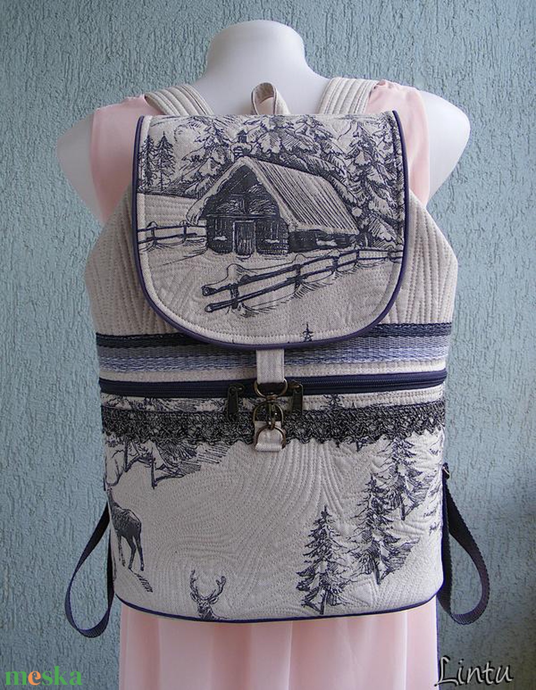 Téli erdő textil hátizsák  - táska & tok - hátizsák - hátizsák - Meska.hu