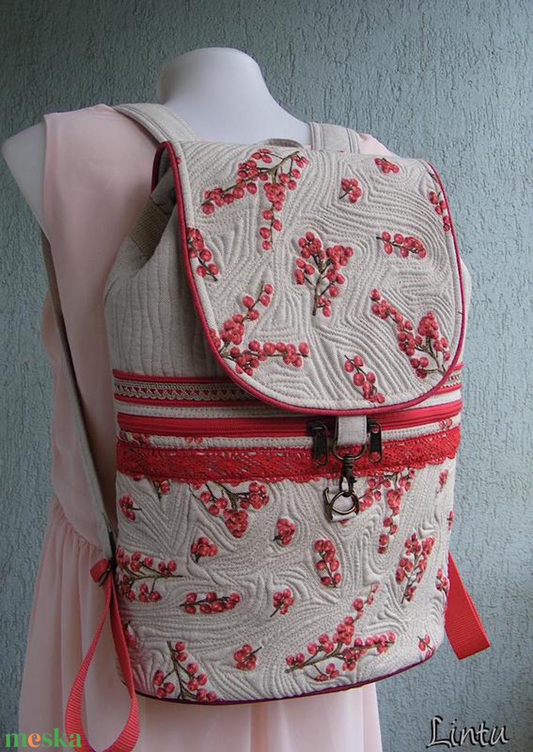 Winterberry textil hátizsák  - táska & tok - hátizsák - hátizsák - Meska.hu