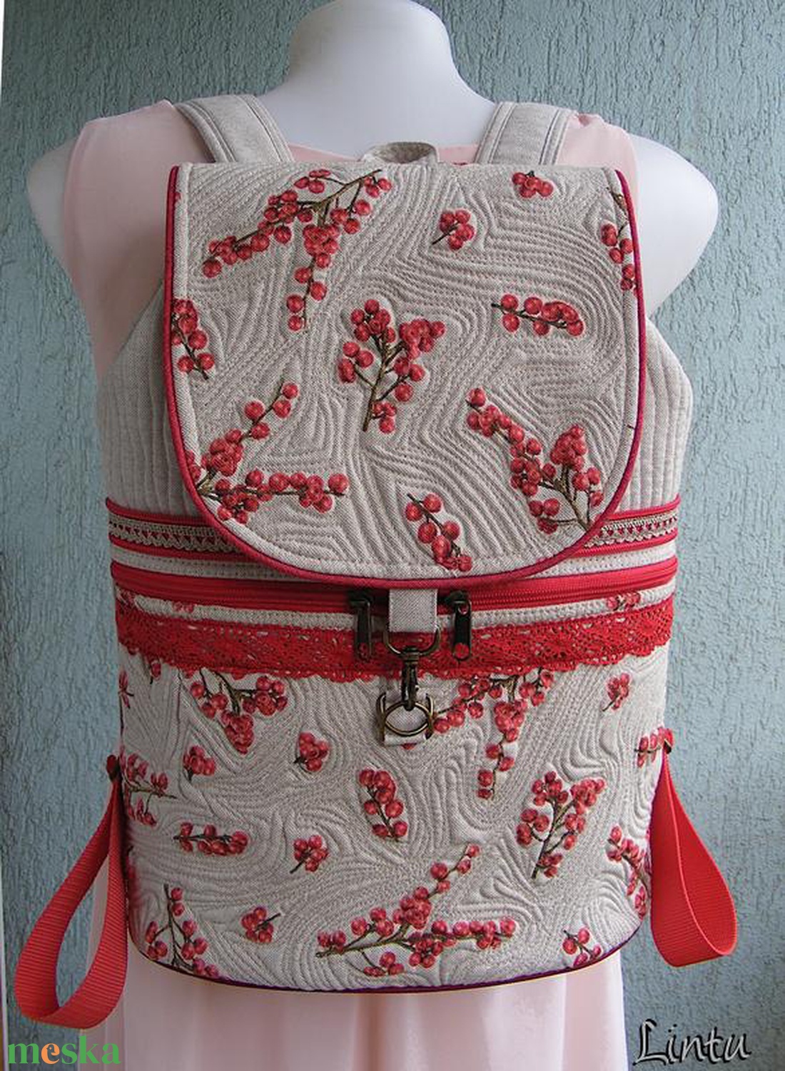 Winterberry textil hátizsák  - táska & tok - hátizsák - hátizsák - Meska.hu