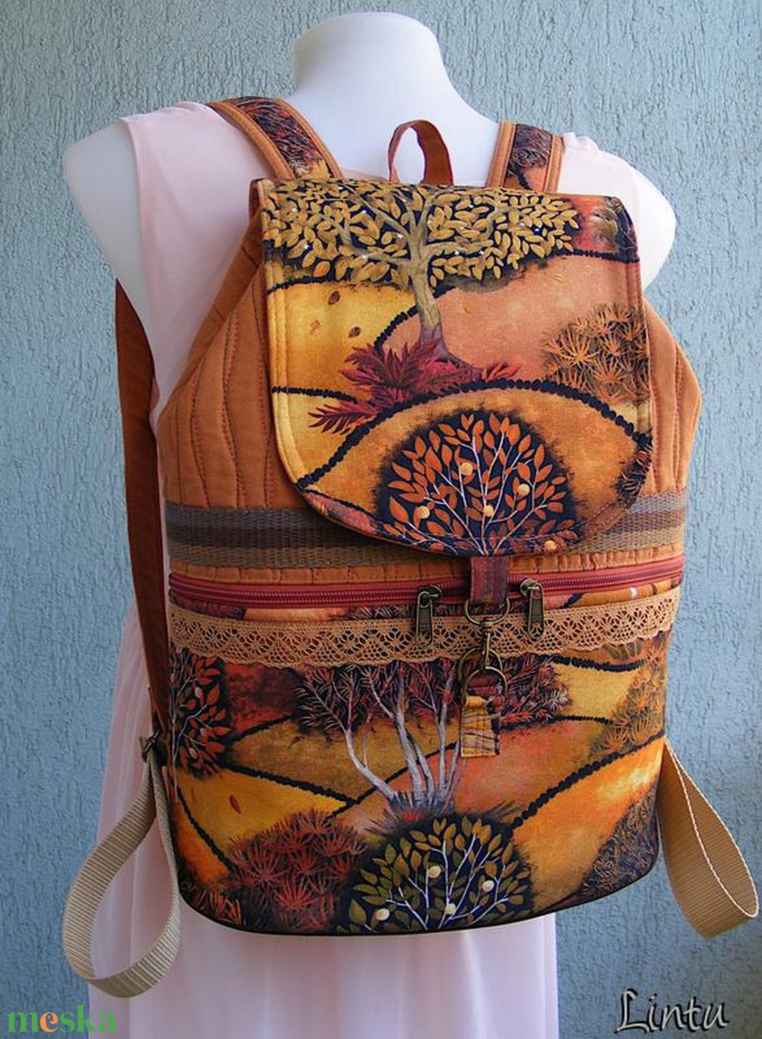 Őszi erdő textil hátizsák  - táska & tok - hátizsák - hátizsák - Meska.hu