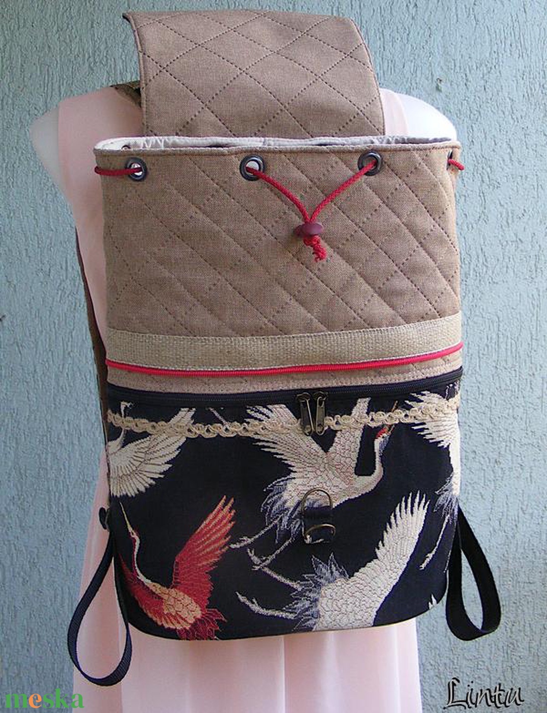 Darvak textil hátizsák gobelin jellegű vászonból - táska & tok - hátizsák - hátizsák - Meska.hu