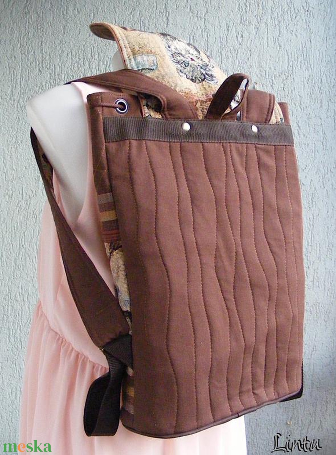 Macska textil hátizsák gobelin jellegű vászonból - táska & tok - hátizsák - hátizsák - Meska.hu