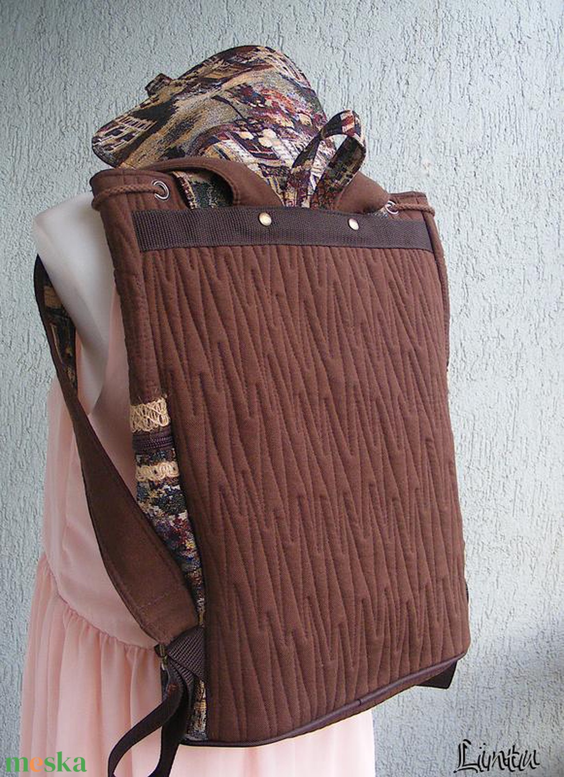 Város textil hátizsák gobelin jellegű vászonból - táska & tok - hátizsák - hátizsák - Meska.hu