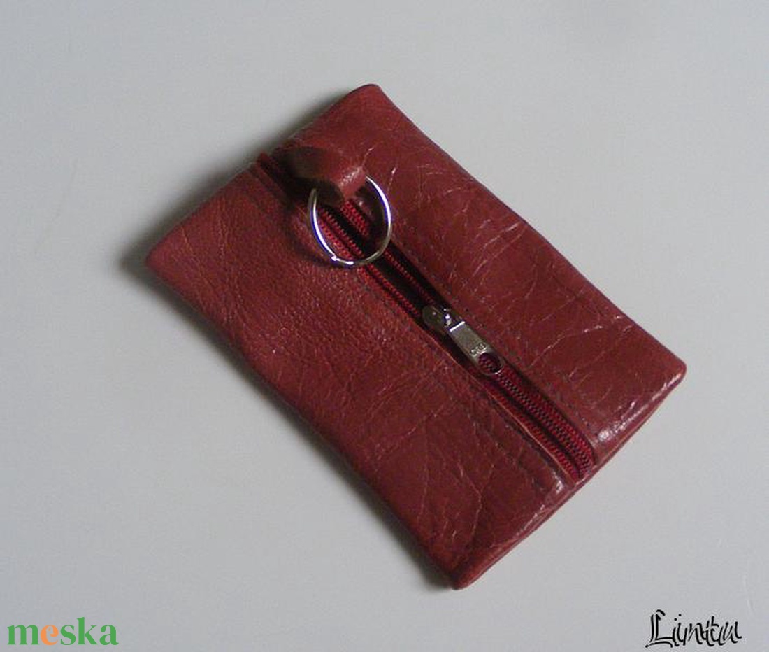 Valódi bőr kulcstartó, sötétrózsaszín - táska & tok - kulcstartó & táskadísz - kulcstartó - Meska.hu