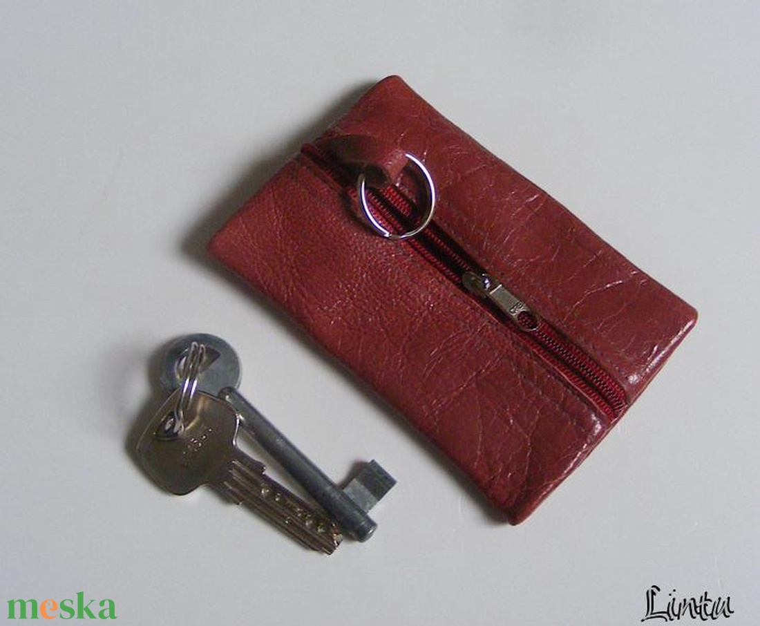 Valódi bőr kulcstartó, sötétrózsaszín - táska & tok - kulcstartó & táskadísz - kulcstartó - Meska.hu
