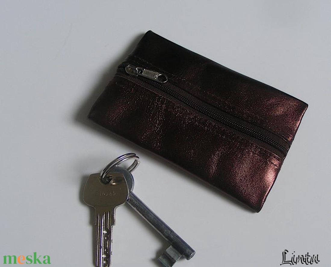 Valódi bőr kulcstartó, metál barna - táska & tok - kulcstartó & táskadísz - kulcstartó - Meska.hu