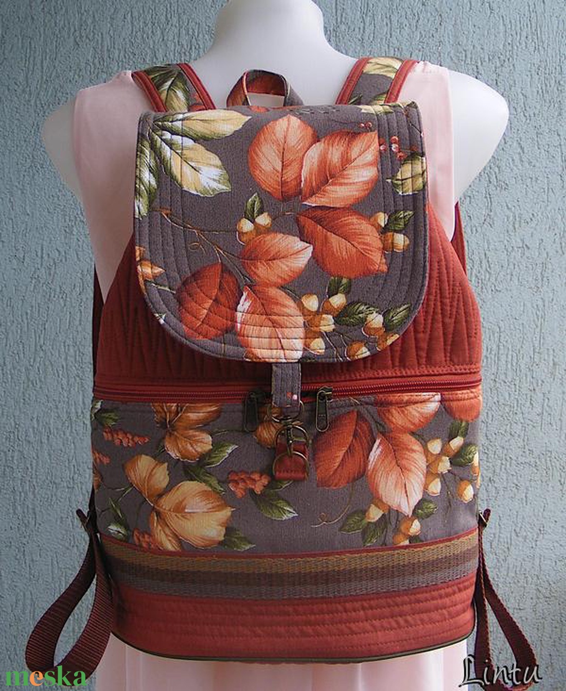 Őszi levelek textil hátizsák  - táska & tok - hátizsák - hátizsák - Meska.hu