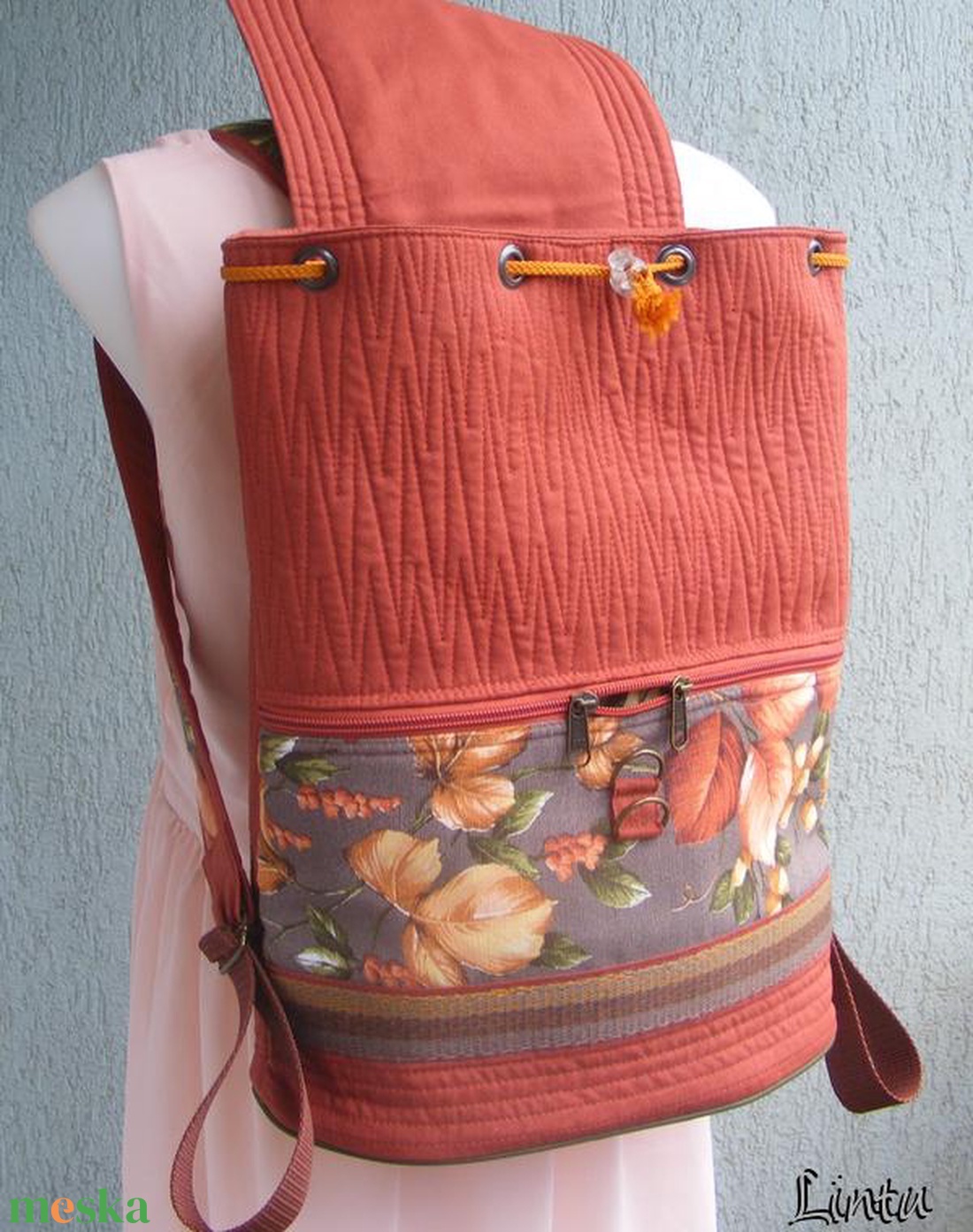 Őszi levelek textil hátizsák  - táska & tok - hátizsák - hátizsák - Meska.hu