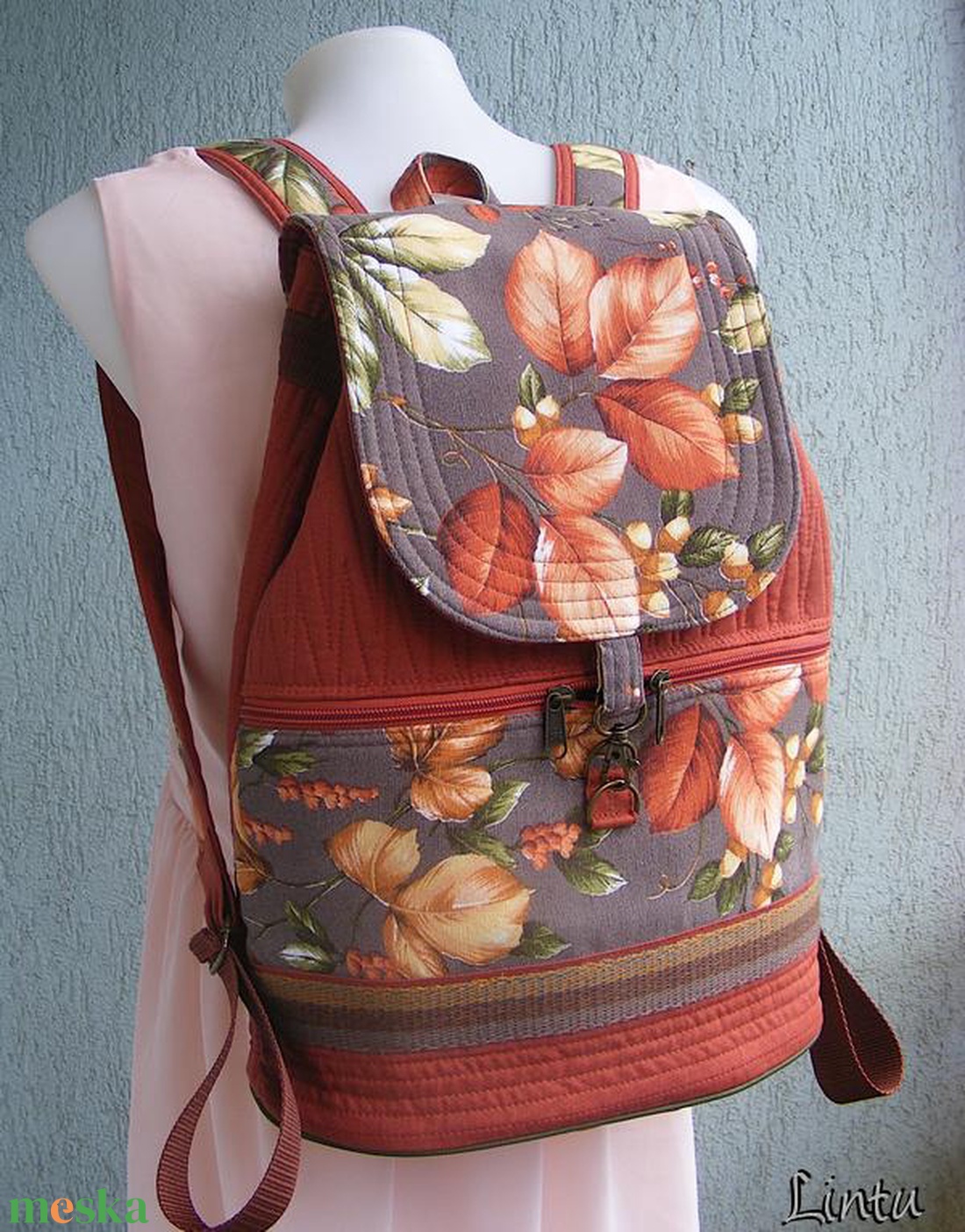 Őszi levelek textil hátizsák  - táska & tok - hátizsák - hátizsák - Meska.hu