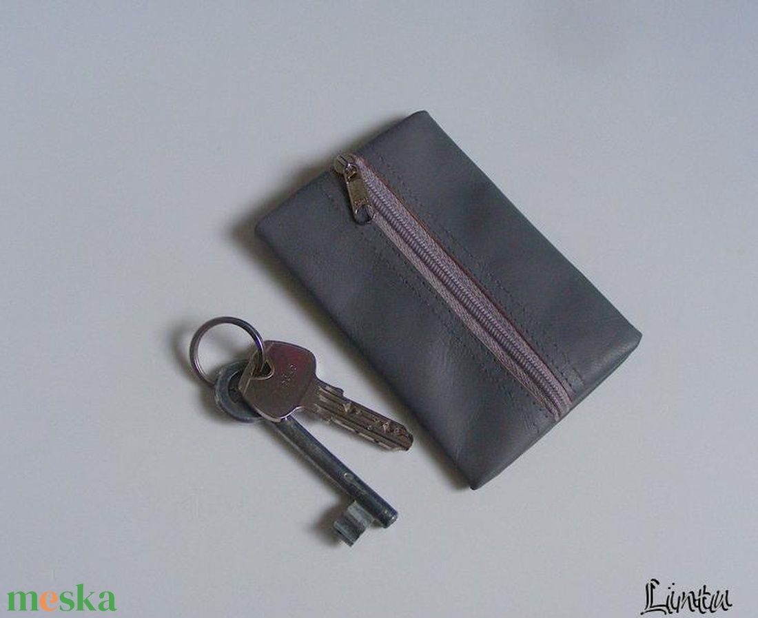 Valódi bőr kulcstartó szürke színben - táska & tok - kulcstartó & táskadísz - kulcstartó - Meska.hu