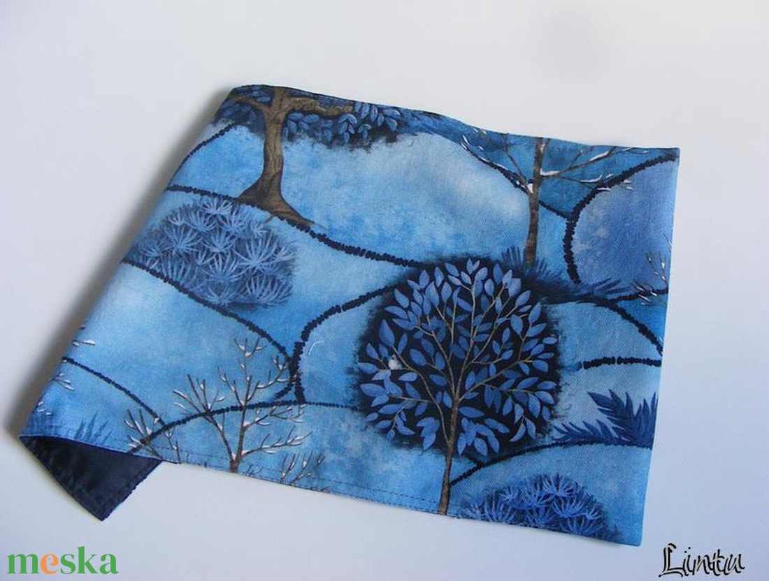 Kék erdő, textil könyvborító állítható szélességgel - könyv & zene - könyvtok - Meska.hu