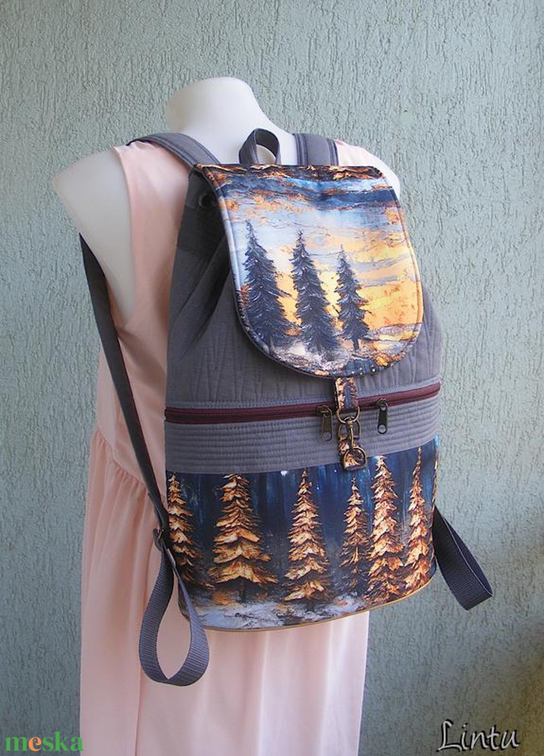 Színes erdő textil hátizsák  - táska & tok - hátizsák - hátizsák - Meska.hu