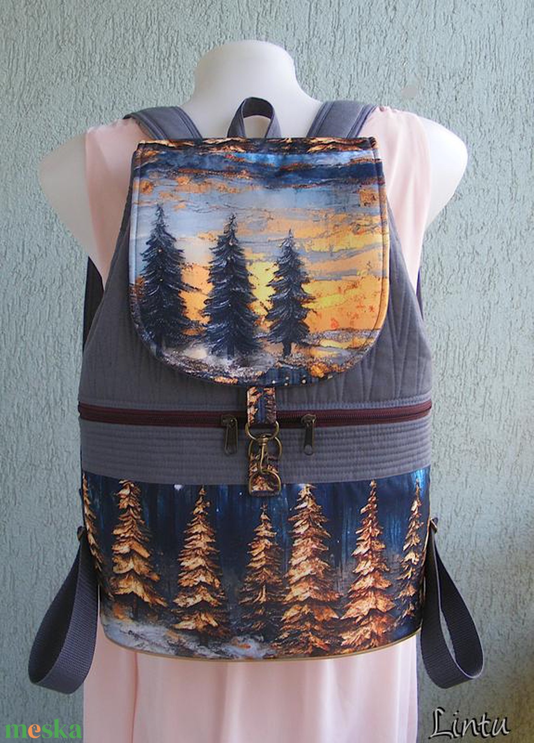 Színes erdő textil hátizsák  - táska & tok - hátizsák - hátizsák - Meska.hu