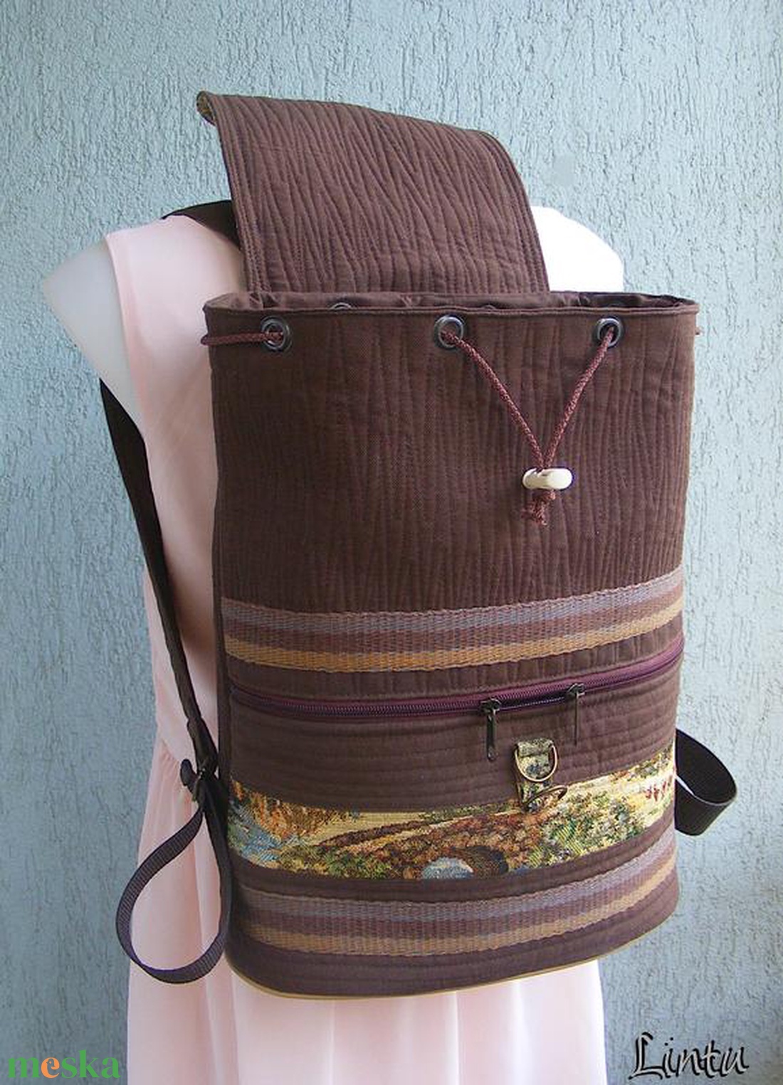 Provence textil hátizsák gobelin jellegű vászonból - táska & tok - hátizsák - hátizsák - Meska.hu