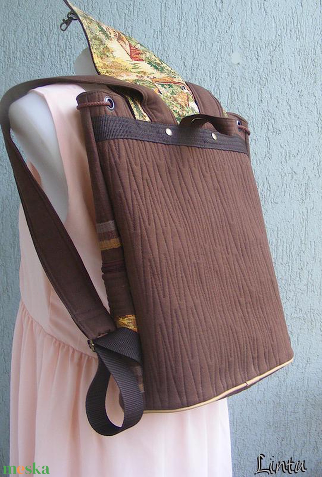 Provence textil hátizsák gobelin jellegű vászonból - táska & tok - hátizsák - hátizsák - Meska.hu