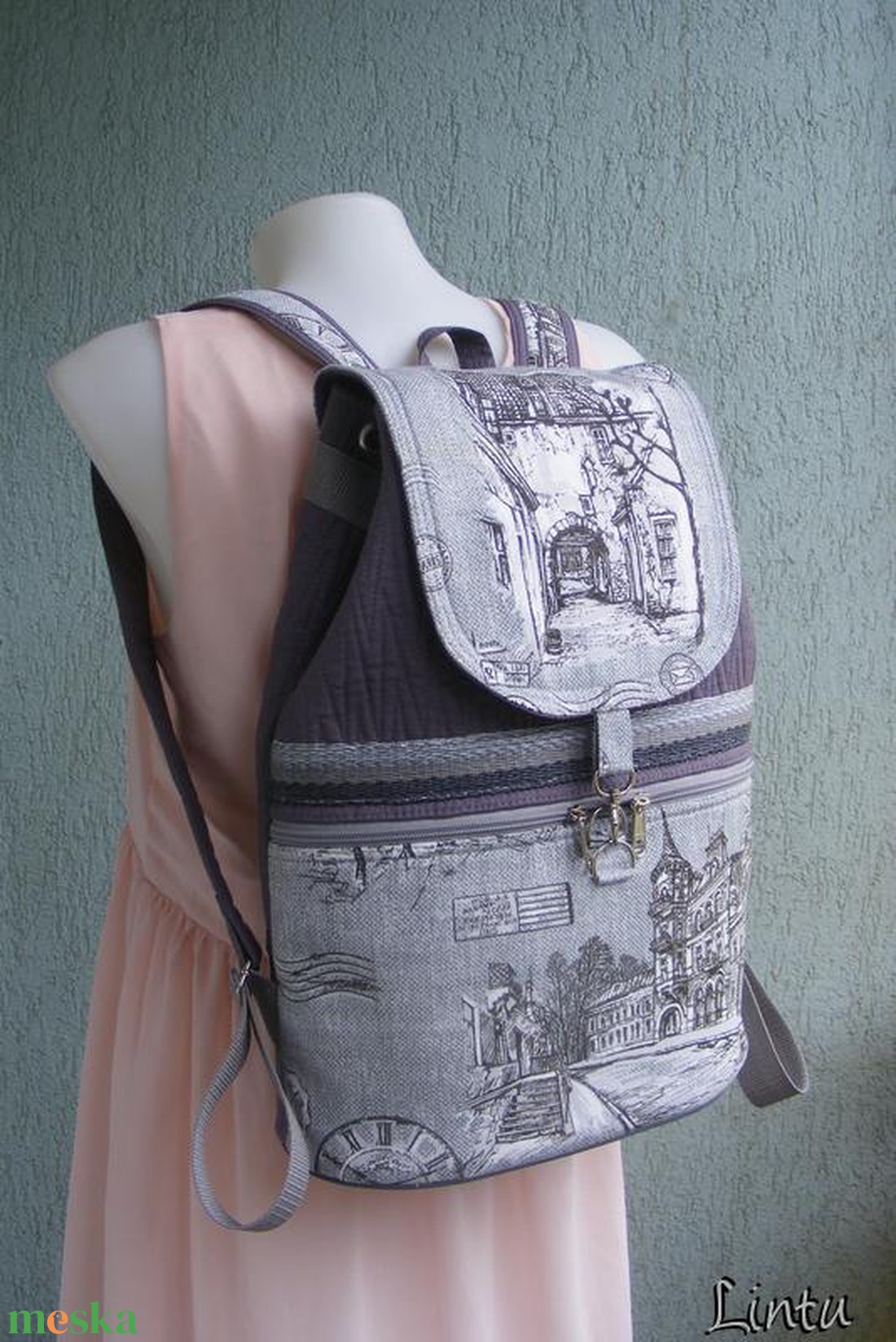 Város utcai textil hátizsák  - táska & tok - hátizsák - hátizsák - Meska.hu