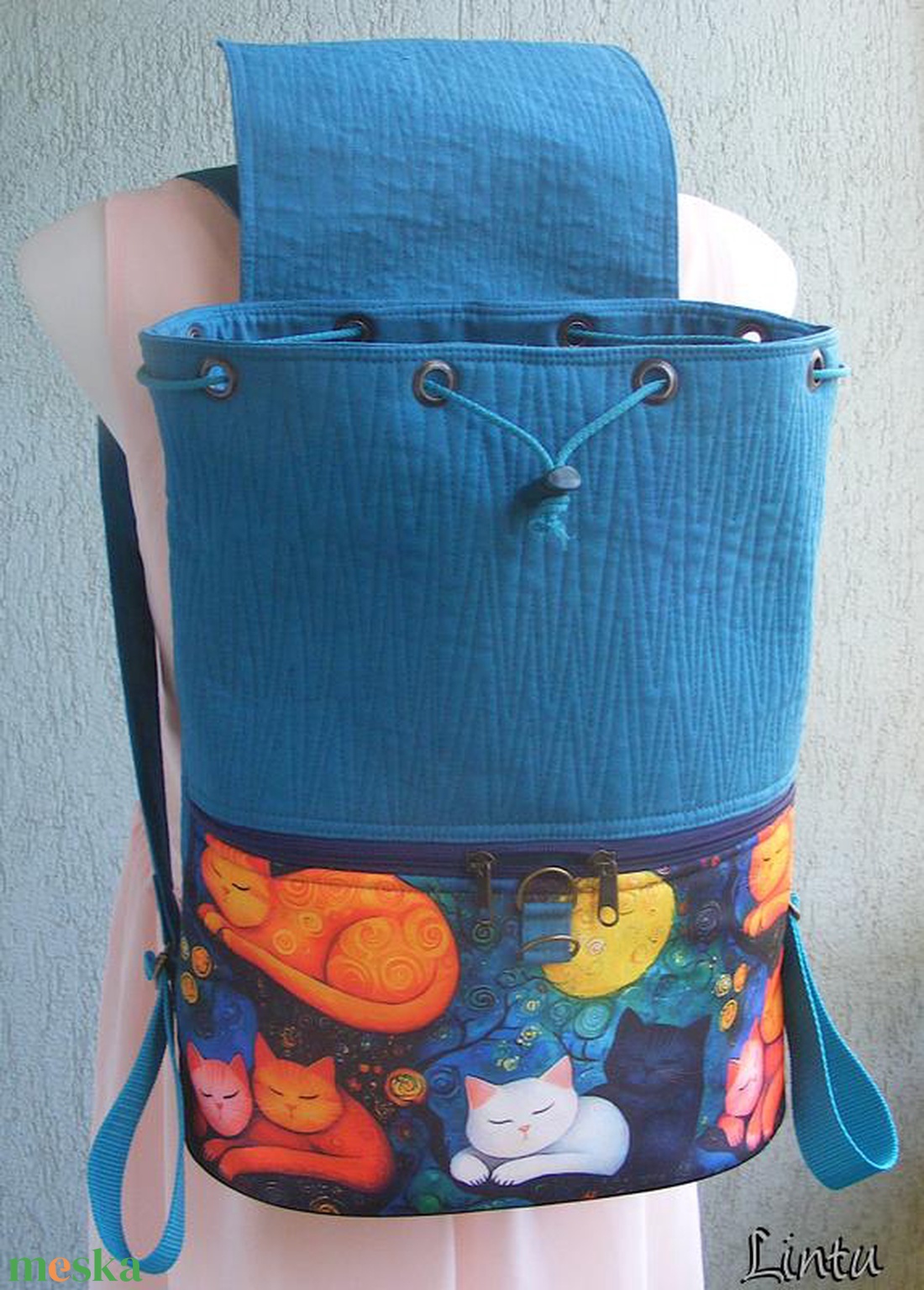Macskák textil hátizsák  - táska & tok - hátizsák - hátizsák - Meska.hu