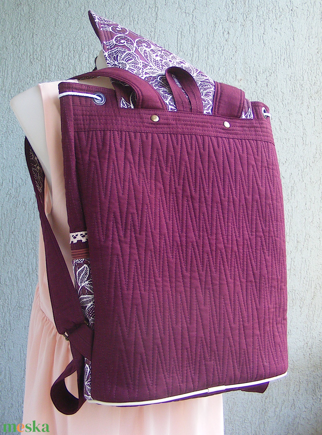 Csipke textil hátizsák  - táska & tok - hátizsák - hátizsák - Meska.hu