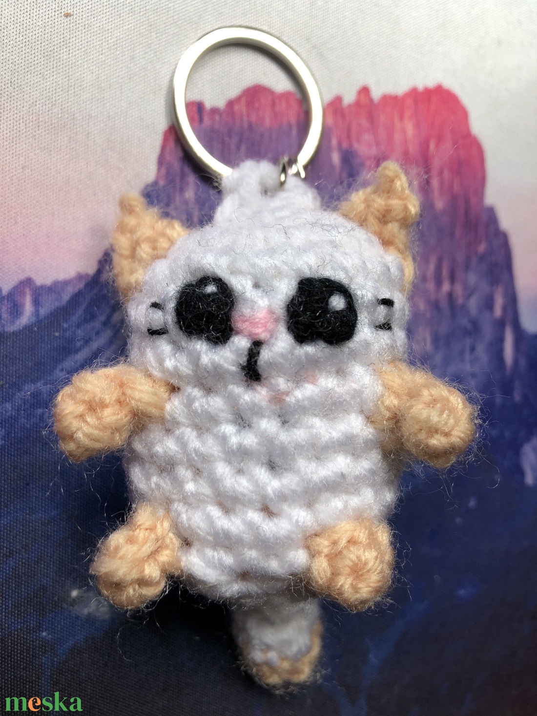Amigurumi macskás kulcstartó vagy táskadísz - táska & tok - kulcstartó & táskadísz - kulcstartó - Meska.hu