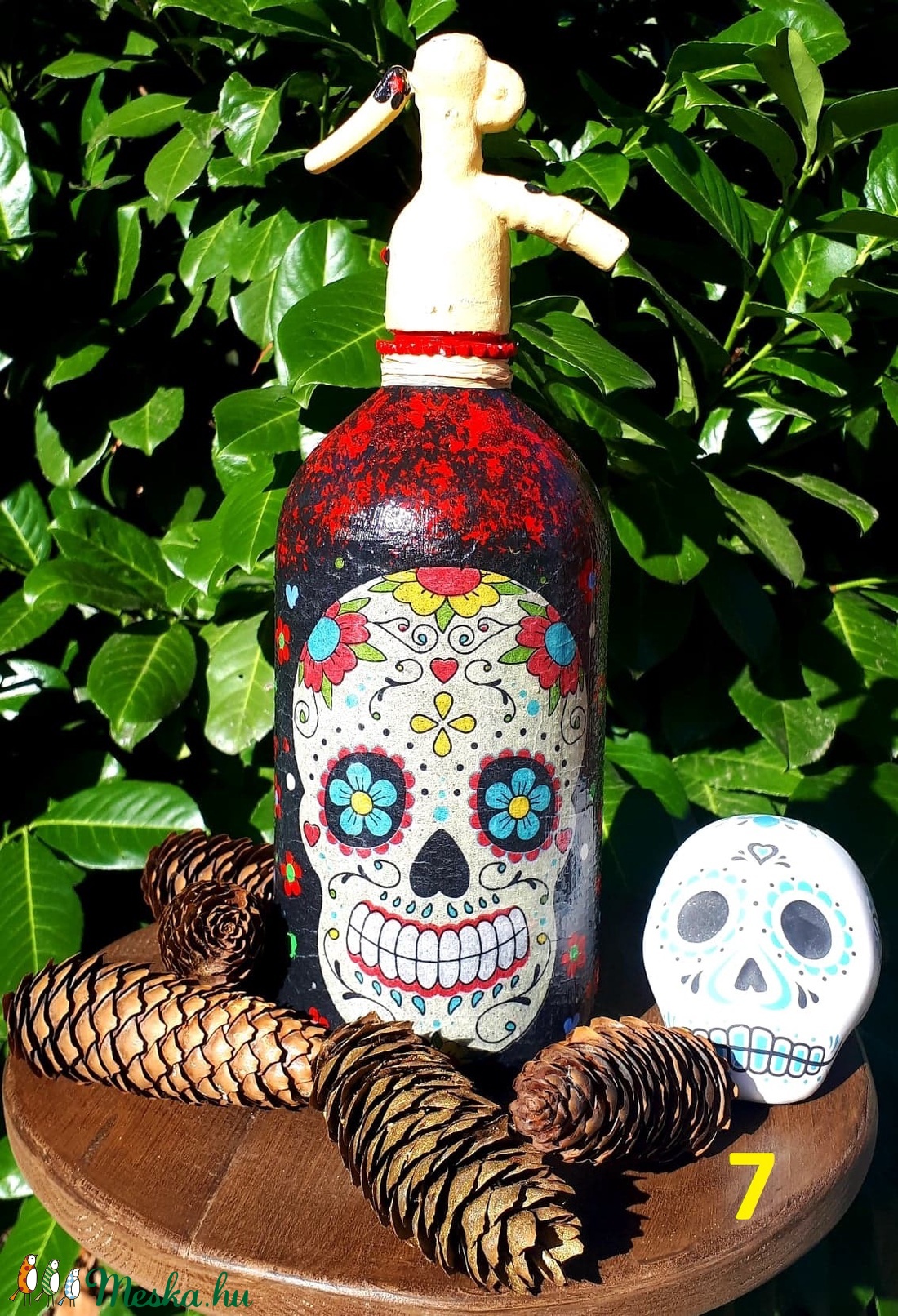 Festett retro szódásüveg Halloween dekoráció (7) - otthon & életmód - dekoráció - dísztárgy - Meska.hu