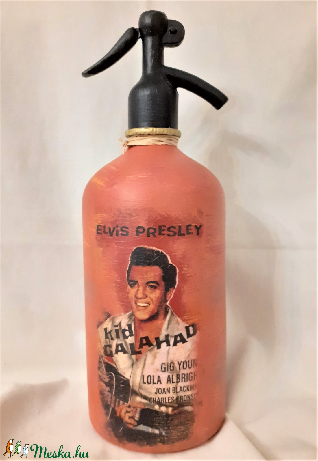 Festett Retro szódásüveg, Elvis Presley - otthon & életmód - dekoráció - dísztárgy - Meska.hu