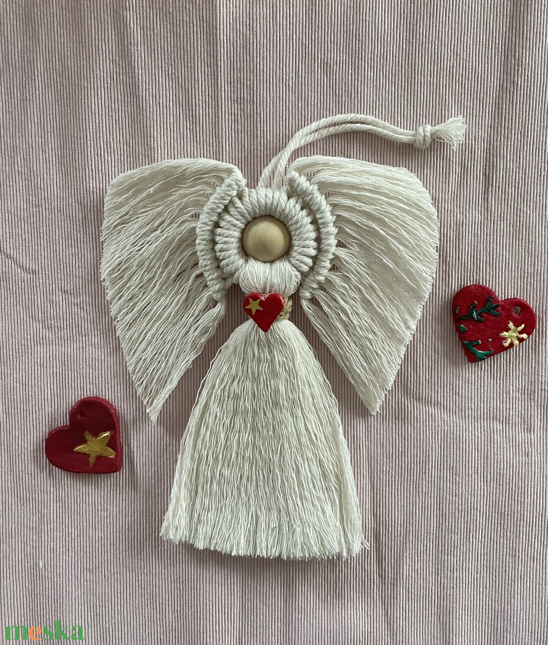 Makramé angyal - karácsony - karácsonyi lakásdekoráció - karácsonyi lakásdíszek - Meska.hu