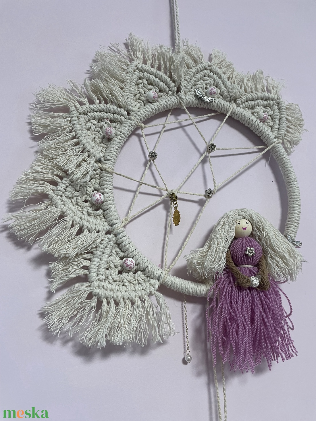 Makramé mandala - otthon & életmód - dekoráció - fali és függő dekoráció - falra akasztható dekor - Meska.hu