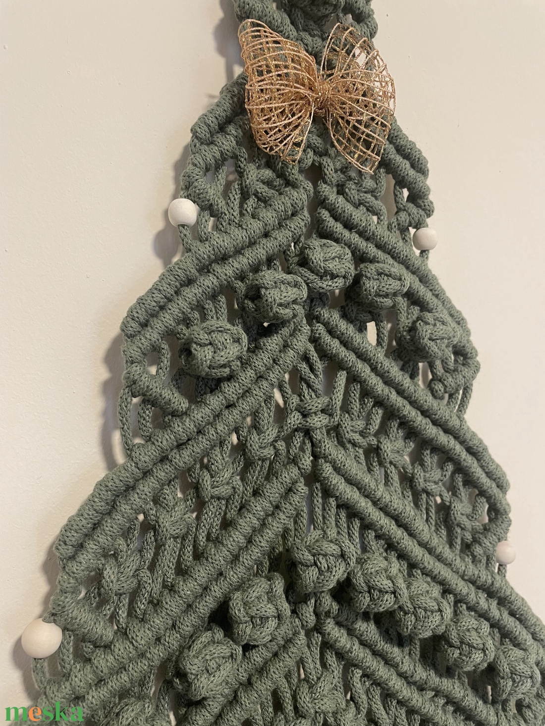 Makramé ezüstfenyő karácsonyfa - karácsony - karácsonyi lakásdekoráció - karácsonyi lakásdíszek - Meska.hu