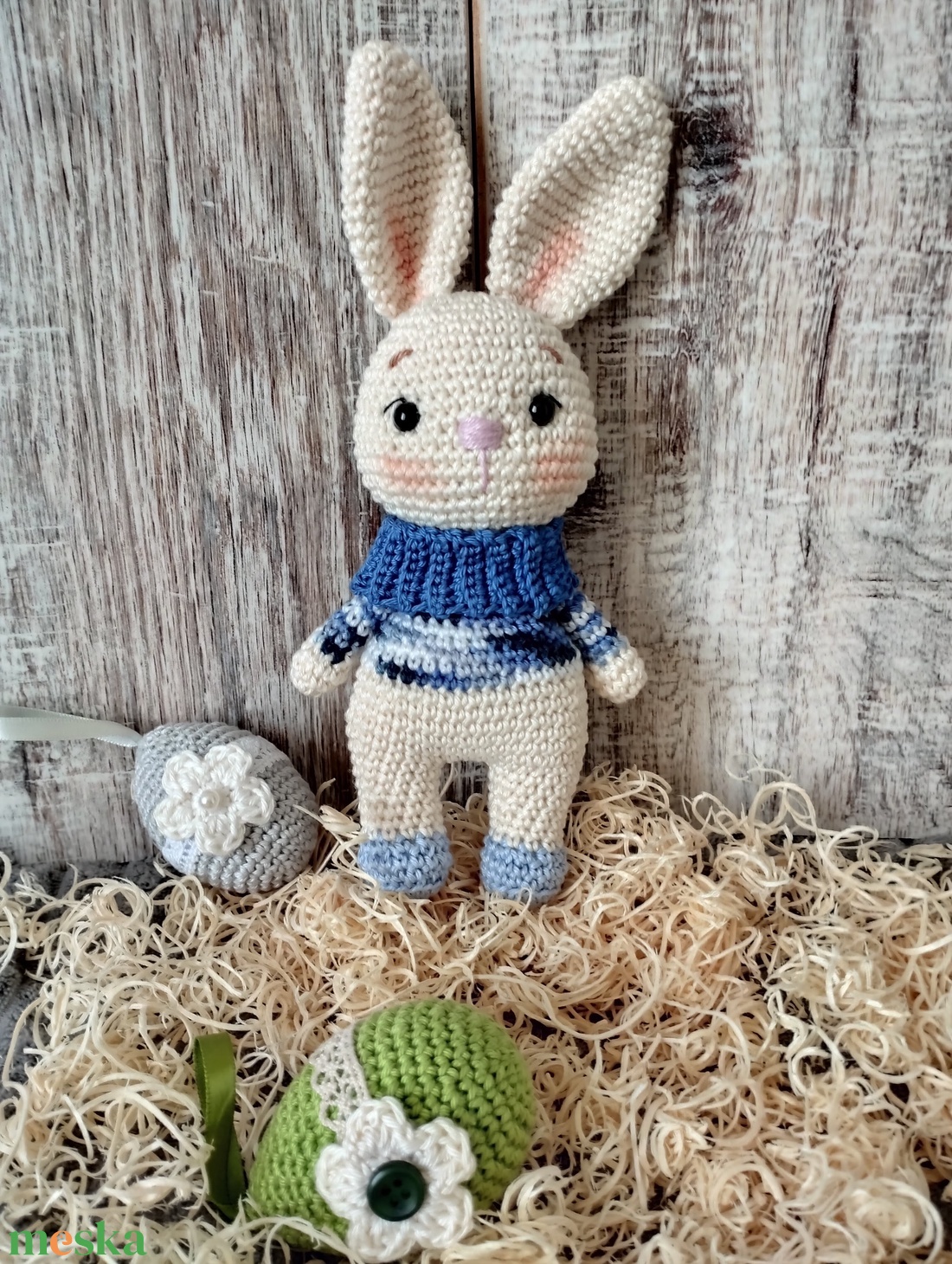 Sötétkék-garbós nyuszi - amigurumi horgolt figurák - játék & sport - plüssállat & játékfigura - nyuszi - Meska.hu Sötétkék-garbós nyuszi - amigurumi horgolt figurák - játék & sport - plüssállat & játékfigura - nyuszi - Meska.hu