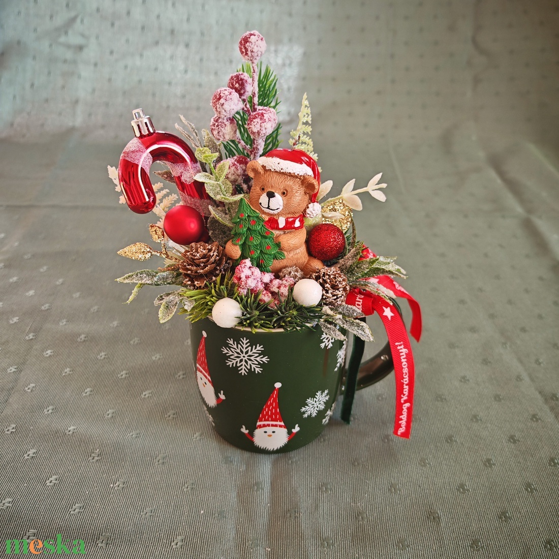 Adventi bögrés asztali dekoráció - karácsony - adventi díszek - adventi koszorú - Meska.hu