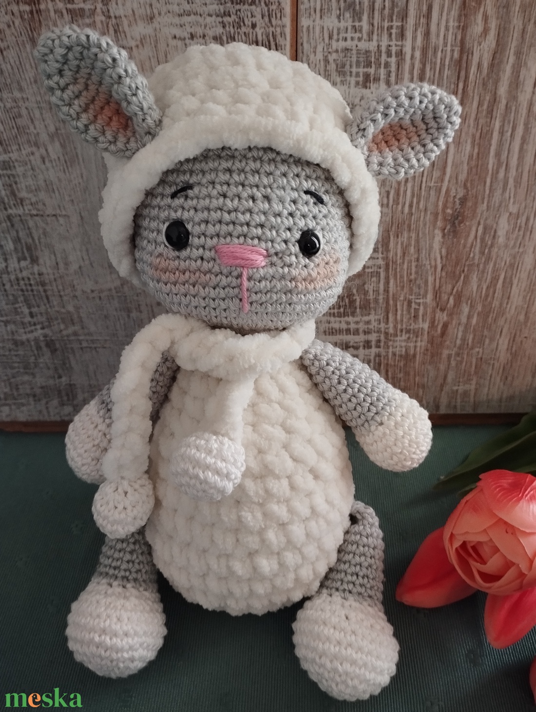 Horgolt bárány - fehér / szürke - amigurumi horgolt figurák - játék & sport - plüssállat & játékfigura - plüss bárány - Meska.hu