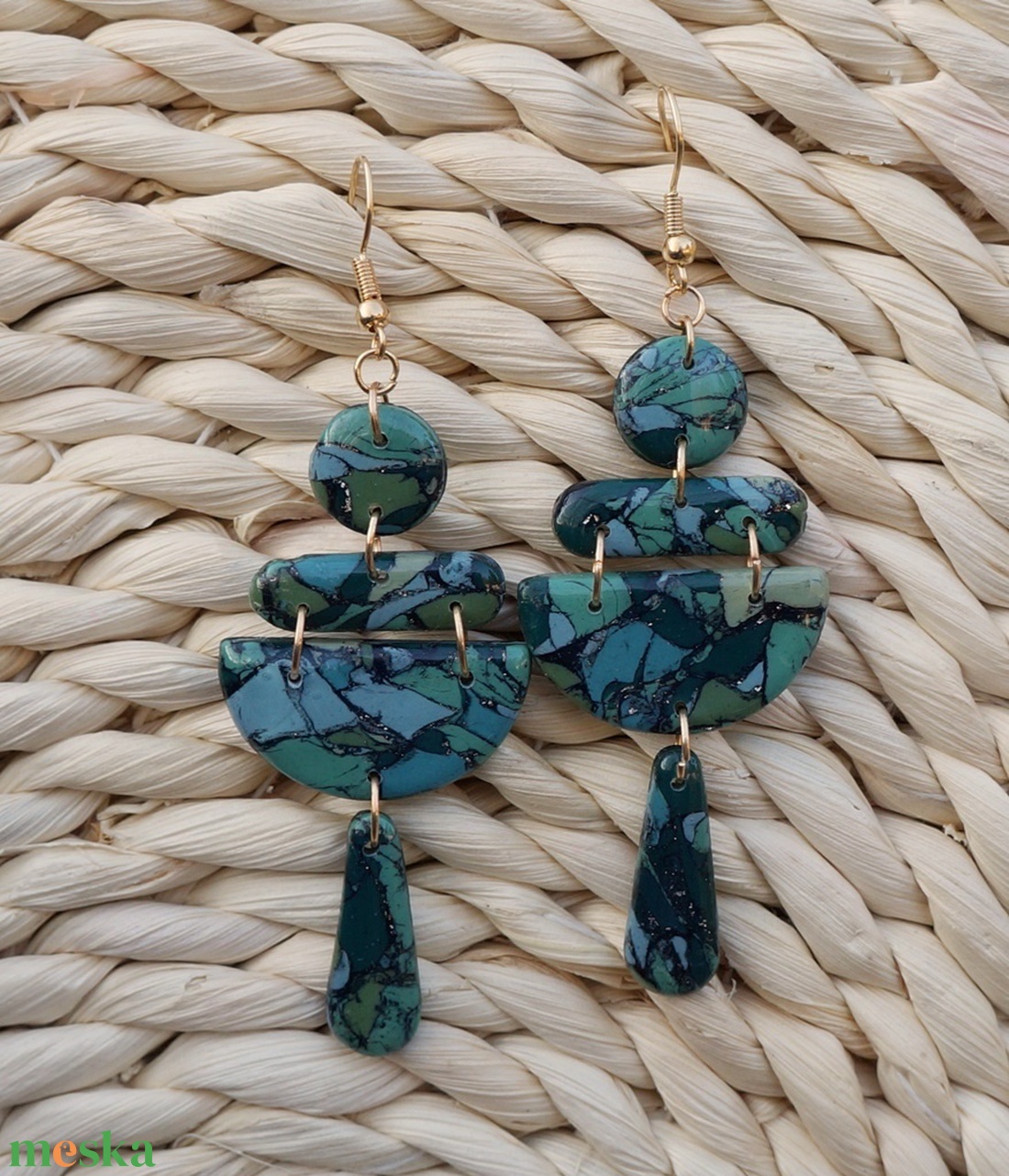 Ásvány hatású fülbevaló, fényes bevonattal - ékszer - fülbevaló - lógó fülbevaló - Meska.hu Ásvány hatású fülbevaló, fényes bevonattal - ékszer - fülbevaló - lógó fülbevaló - Meska.hu