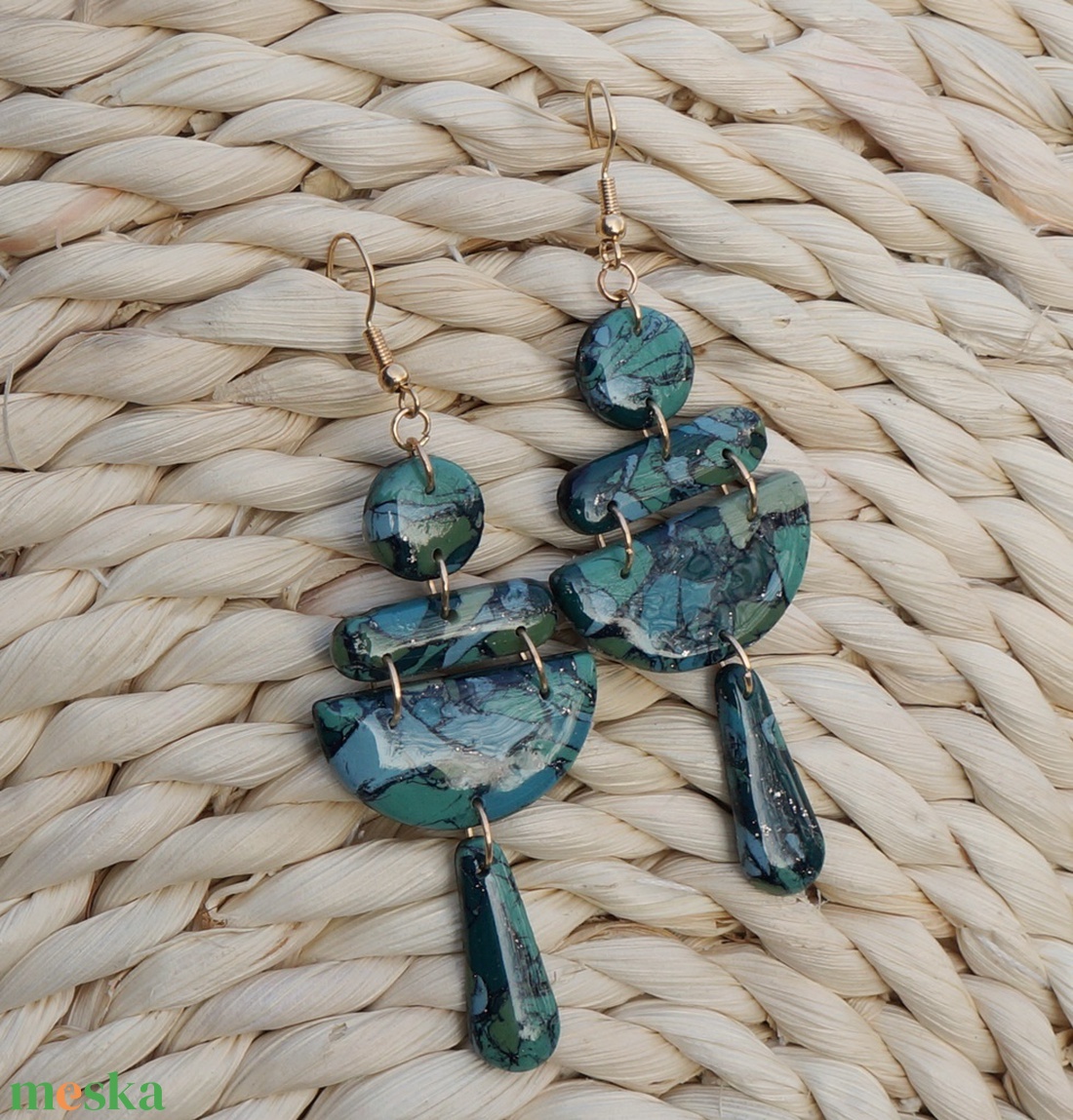 Ásvány hatású fülbevaló, fényes bevonattal - ékszer - fülbevaló - lógó fülbevaló - Meska.hu Ásvány hatású fülbevaló, fényes bevonattal - ékszer - fülbevaló - lógó fülbevaló - Meska.hu