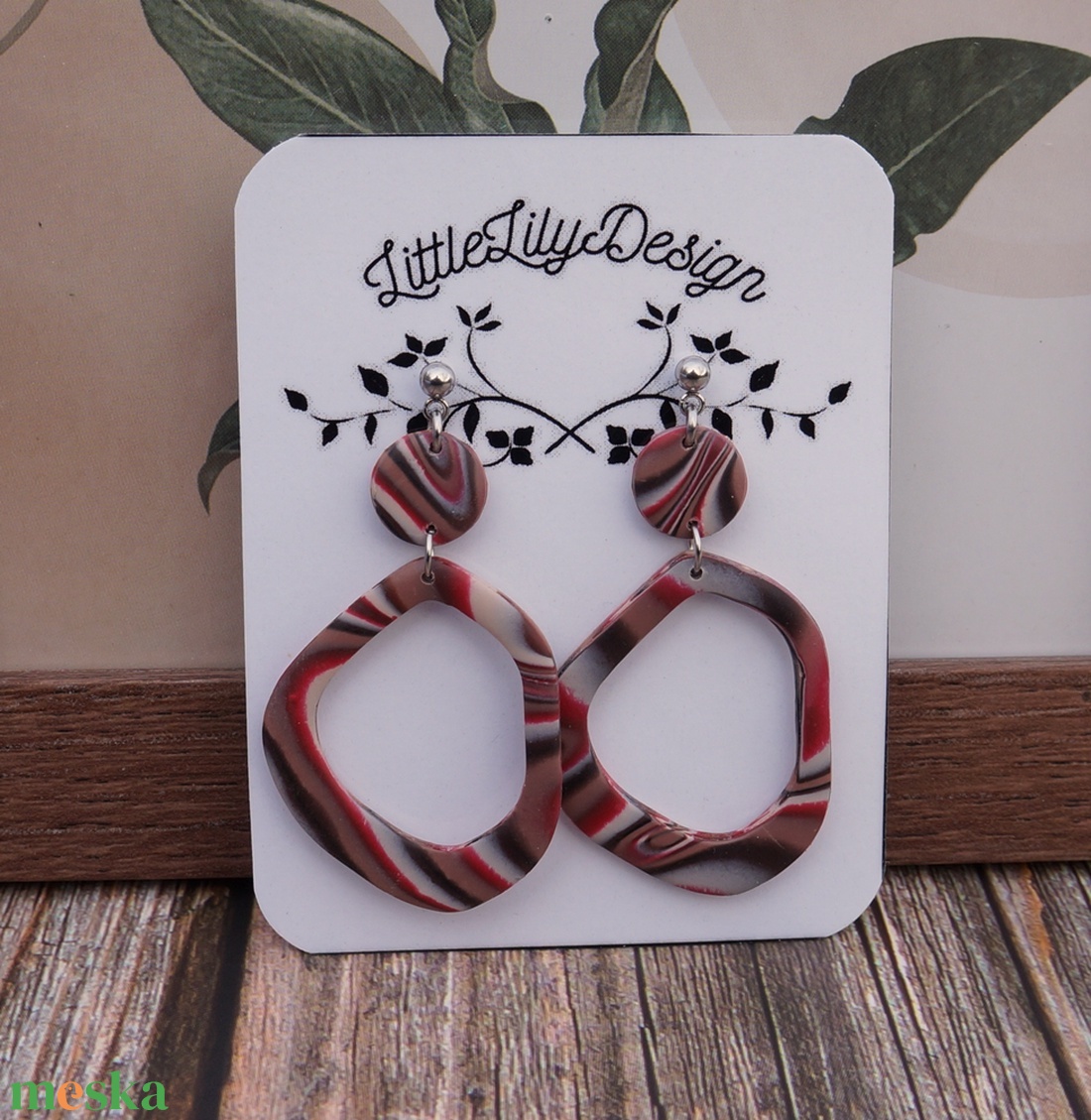 Barna-bordó amorf  fülbevaló  - ékszer - fülbevaló - lógó fülbevaló - Meska.hu Barna-bordó amorf  fülbevaló  - ékszer - fülbevaló - lógó fülbevaló - Meska.hu