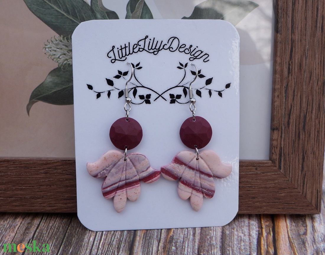 Rózsaszín, bordó liliom fülbevaló - ékszer - fülbevaló - lógó fülbevaló - Meska.hu Rózsaszín, bordó liliom fülbevaló - ékszer - fülbevaló - lógó fülbevaló - Meska.hu