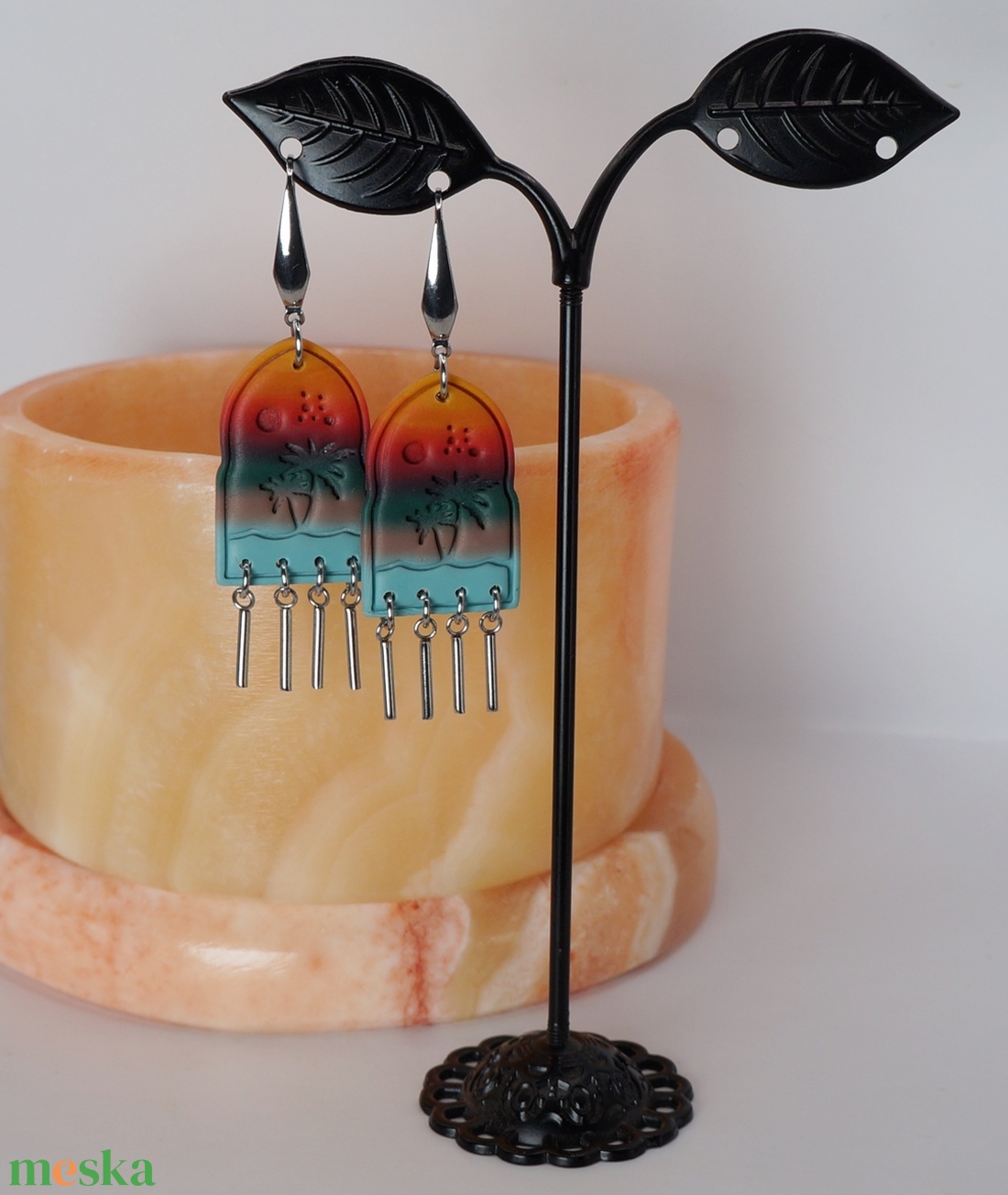 Egyiptom színátmenetes fülbevaló - ékszer - fülbevaló - lógó fülbevaló - Meska.hu