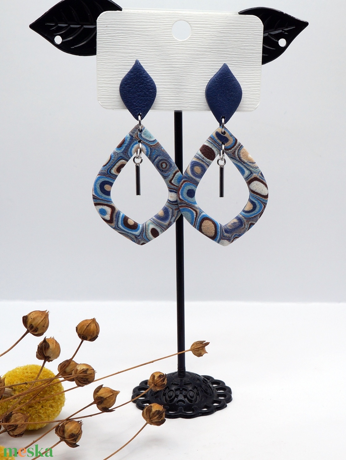 Kék mozaik fülbevaló - ékszer - fülbevaló - lógós kerek fülbevaló - Meska.hu Kék mozaik fülbevaló - ékszer - fülbevaló - lógós kerek fülbevaló - Meska.hu