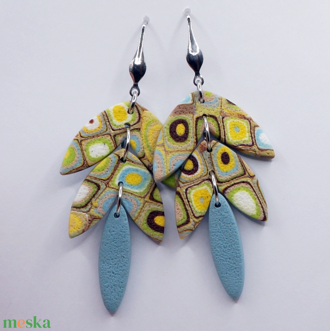 Leveles mozaik fülbevaló  - ékszer - fülbevaló - lógó fülbevaló - Meska.hu Leveles mozaik fülbevaló  - ékszer - fülbevaló - lógó fülbevaló - Meska.hu