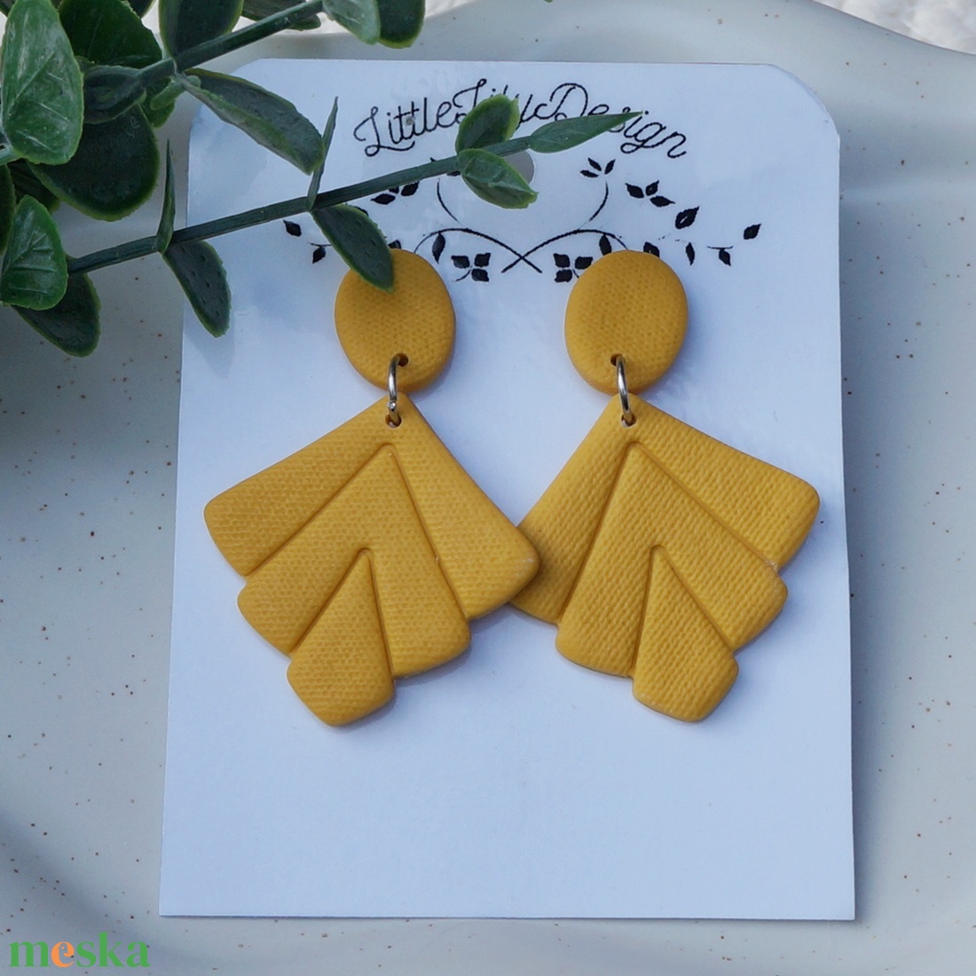 Sárga legyező fülbevaló  - ékszer - fülbevaló - lógó fülbevaló - Meska.hu Sárga legyező fülbevaló  - ékszer - fülbevaló - lógó fülbevaló - Meska.hu