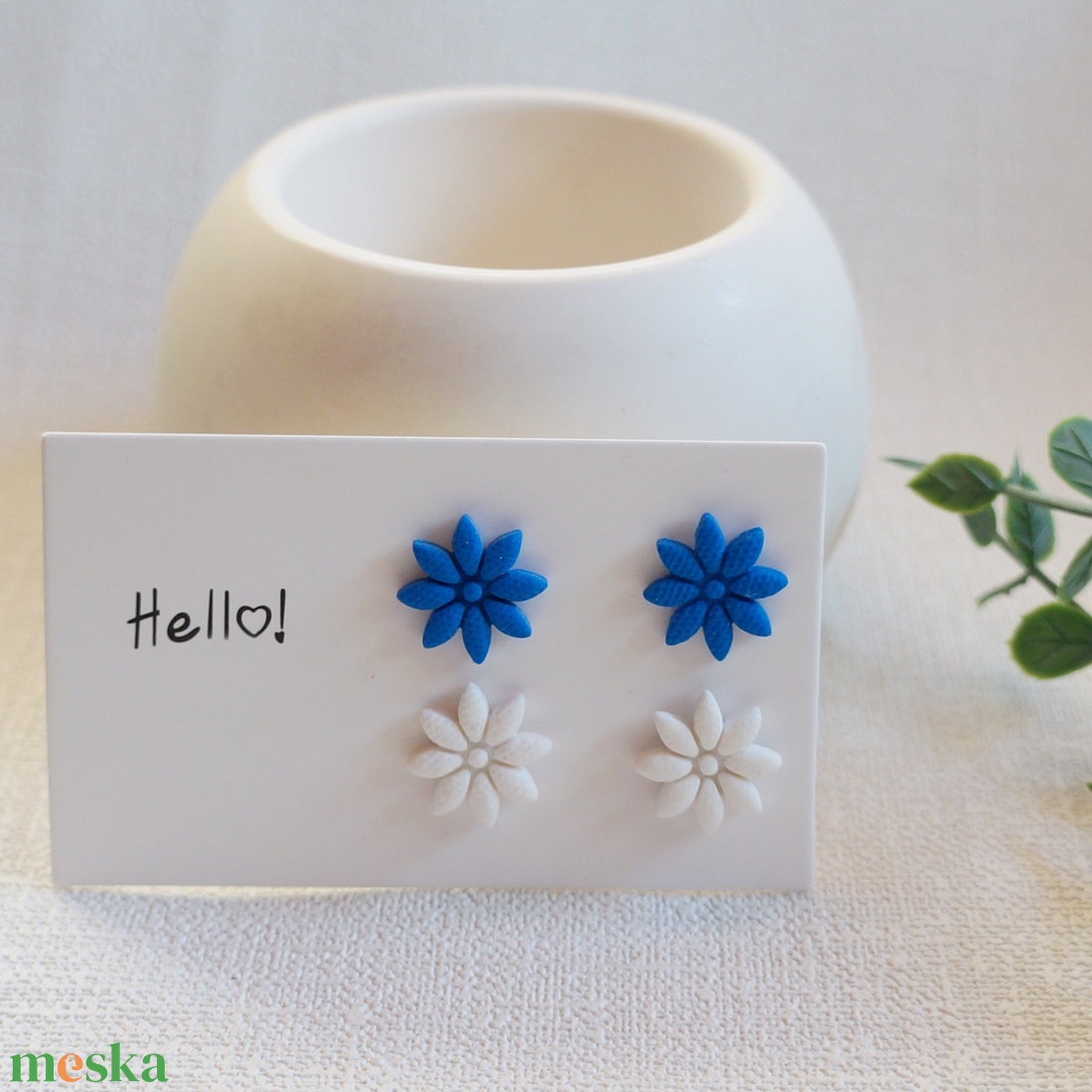 2 pár virágos fülbevaló - ékszer - fülbevaló - pötty fülbevaló - Meska.hu