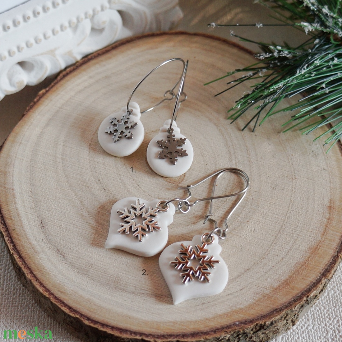 Téli hópelyhes fülbevaló  - ékszer - fülbevaló - lógó fülbevaló - Meska.hu