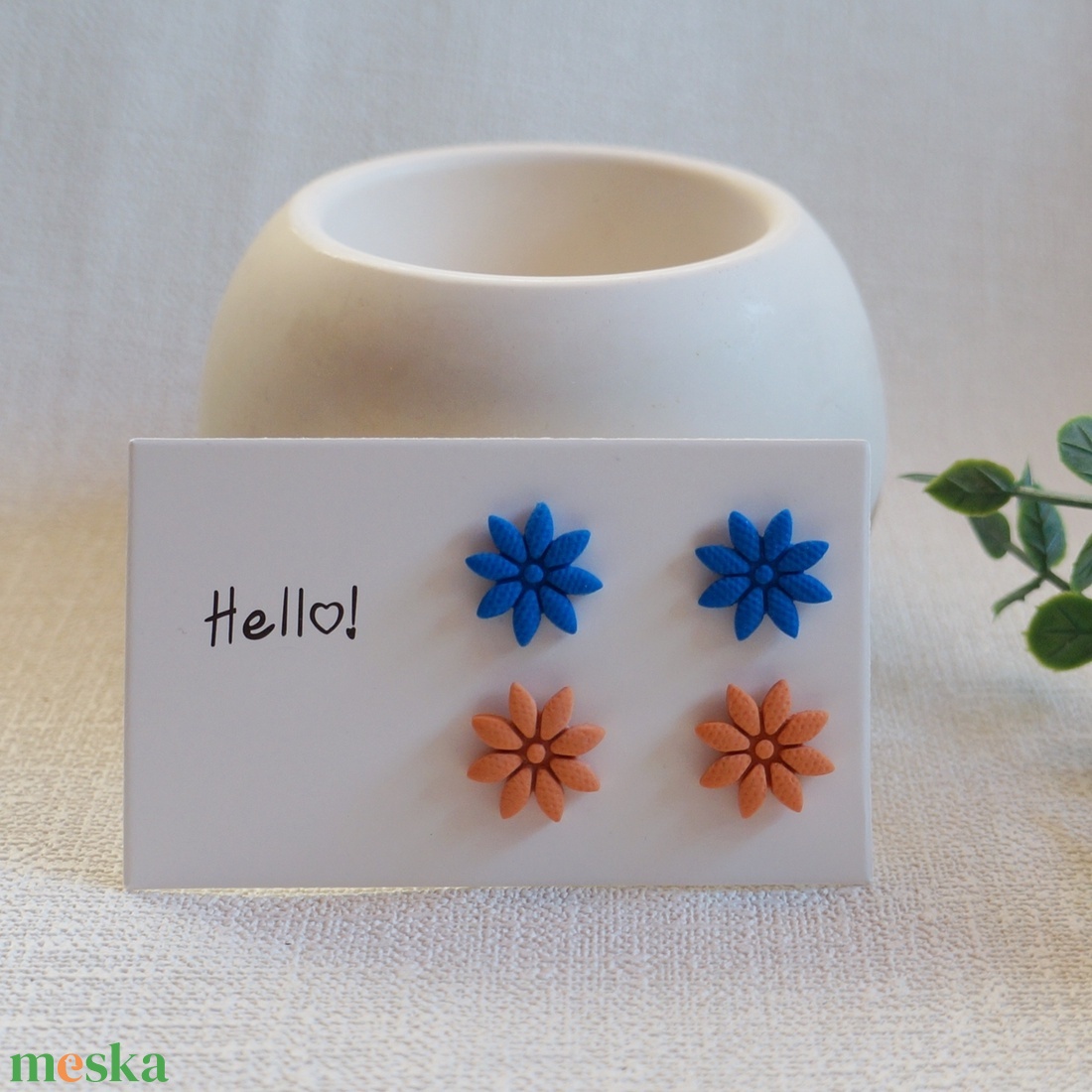 2 pár virágos fülbevaló - ékszer - fülbevaló - pötty fülbevaló - Meska.hu